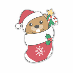 Adesivo Beaver Natal Neve Inverno Beaver