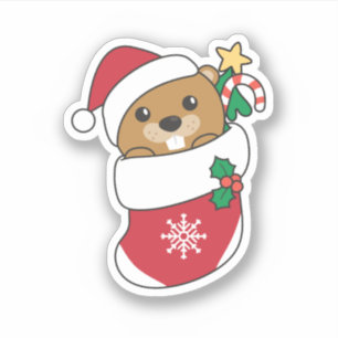 Adesivo Beaver Natal Neve Inverno Beaver