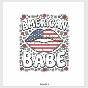 Adesivo Bebê Americano Desenho de Gravura Vintage Patrióti