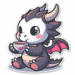 Adesivo Bebê Black Dragon Bebendo Tea ou café