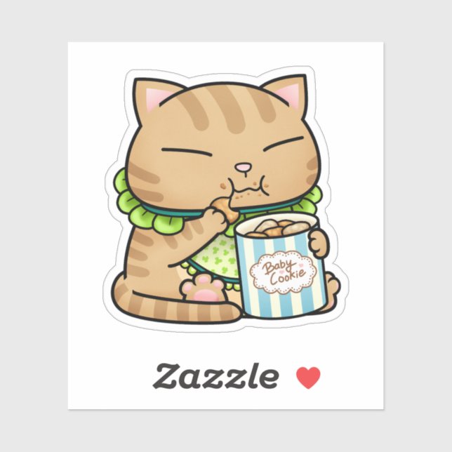 Adesivo Bebê de Gato Laranja Cinto (Folha)