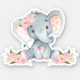 Adesivo Bebê-Elefante, Cor-de-rosa, cor-de-rosa, cortado v