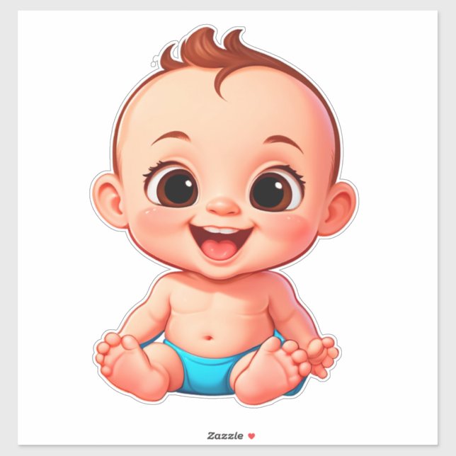 Adesivo Bebê Feliz Desenho Animado (Folha)