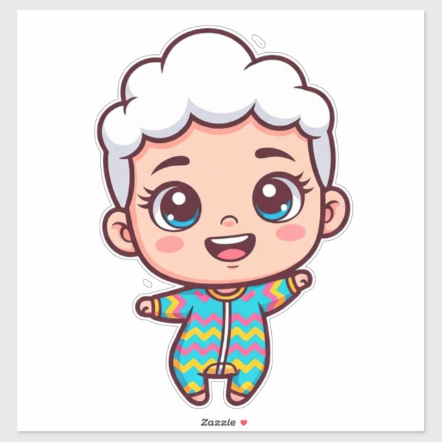 Adesivo Bebê Feliz Desenho Animado (Folha)