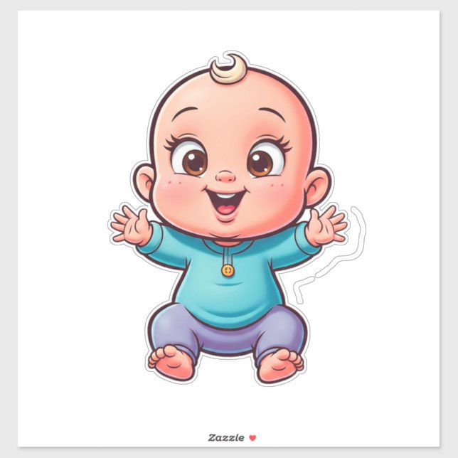 Adesivo Bebê Feliz Desenho Animado (Folha)