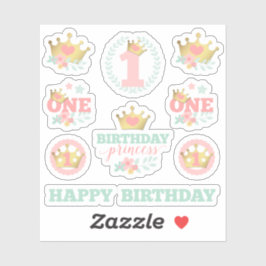 Adesivo Bebê Garota Primeiro Aniversário Princesa Festa Ro