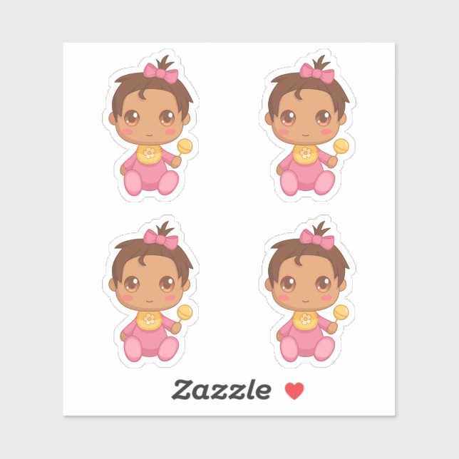 Adesivo Bebê Garota Rosa Conjunto de macacões Rosa 4 (Folha)