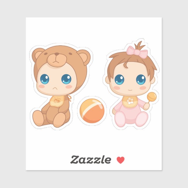 Adesivo Bebê Gêmeas Bear Jumpmacata (Folha)