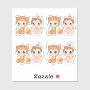 Adesivo Bebê gêmeas do urso conjunto de macacões 4