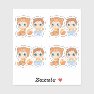 Adesivo Bebê gêmeos do urso conjunto de macacões 4