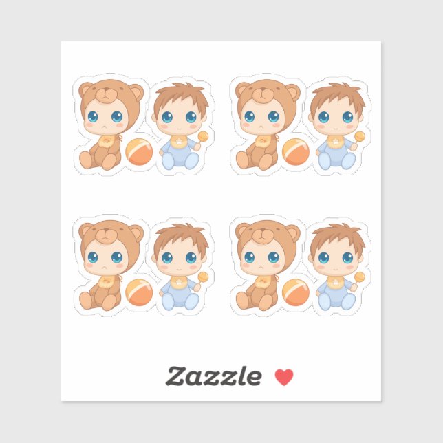 Adesivo Bebê gêmeos do urso conjunto de macacões 4 (Folha)