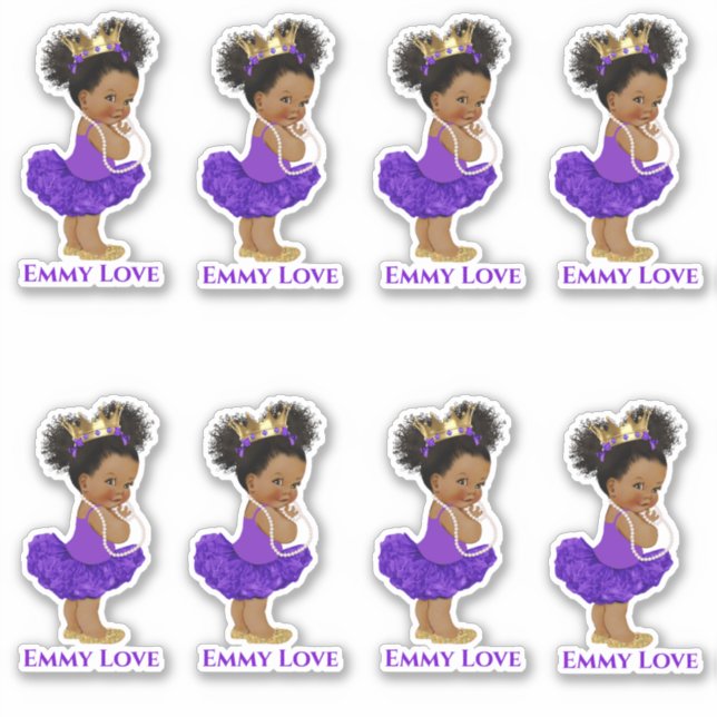 Adesivo Bebê Menina Bailarina Princesa Tutu Roxo Coroa (Frente)
