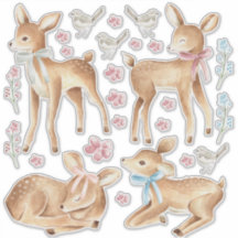 Bebê Veado e Pássaros Parede de Quarto Conjunto de