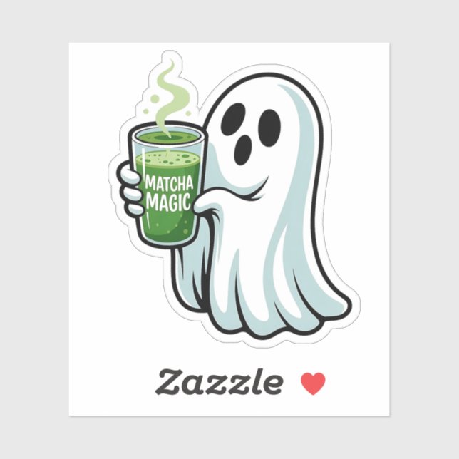Adesivo Bebendo Fantasma do Spookie Halloween Matcha Drink (Folha)