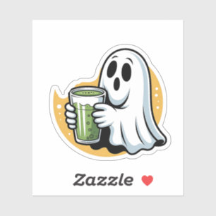 Adesivo Bebendo fantasma fantasma Matcha Halloween