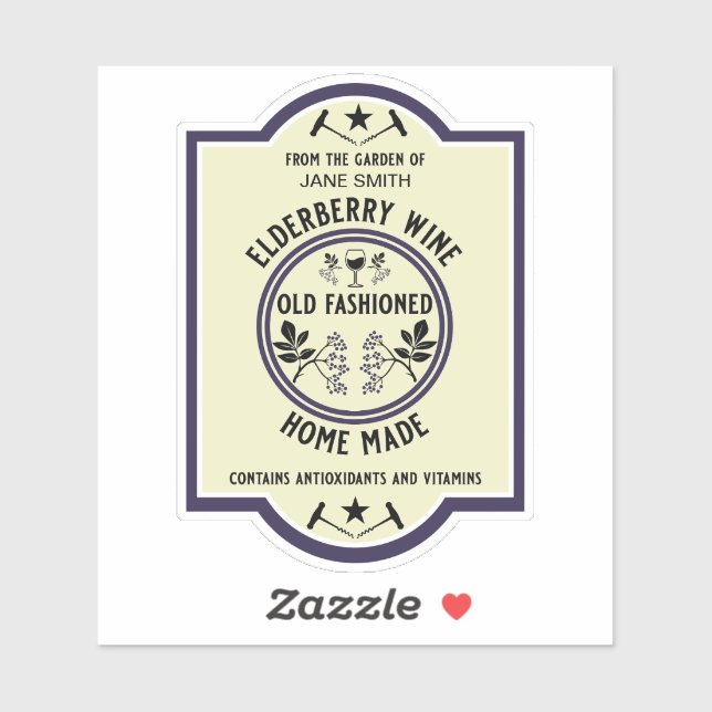 Adesivo Bebidas Caseiras Personalizadas de Sabugueiro (Folha)