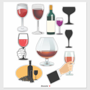 Adesivo Bebidas de vinho Vidros Coquetéis Álcool Arte Bebi