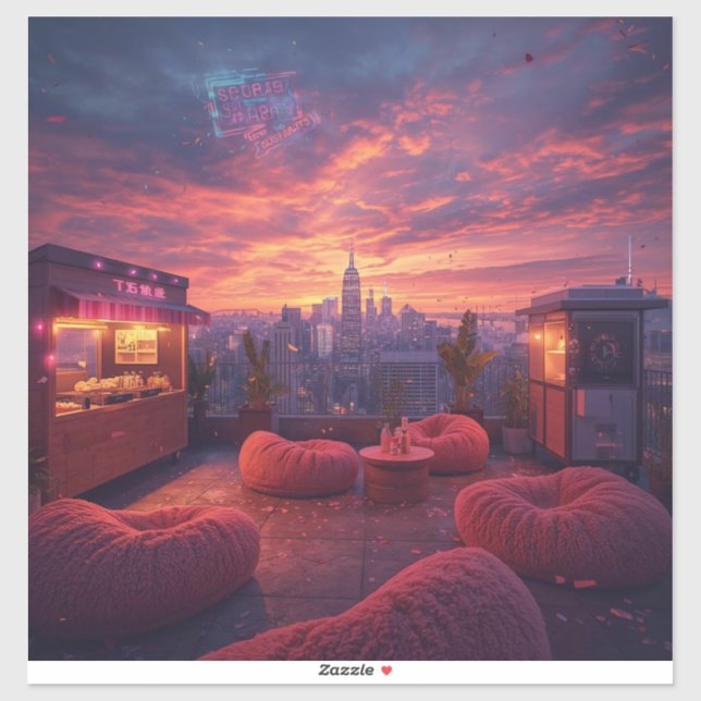 Adesivo Bebidas no telhado e Tratamentos por pôr do sol (Folha)