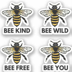 Adesivo Bee Free Wild Kind You Bumblebee Ilustrado