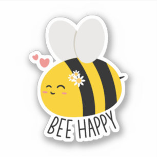 Adesivo Bee Happy, Bee Inspirational Happy Motivational