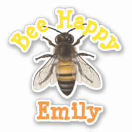 Adesivo Bee Happy personalizada