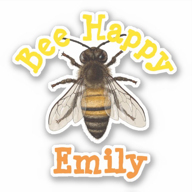 Adesivo Bee Happy personalizada (Frente)