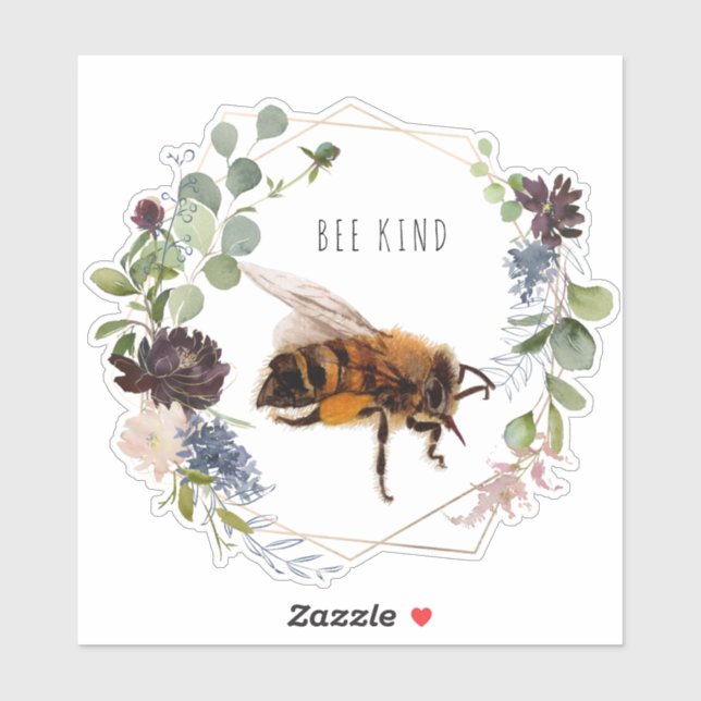 Adesivo Bee Kind | Cota de Cód. Aquarela (Folha)
