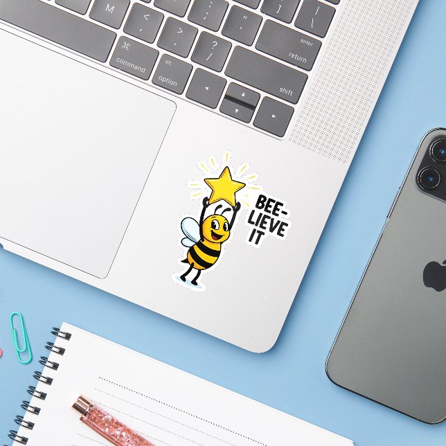 Adesivo Bee-lieve it Sticker (Notebook com iPhone)
