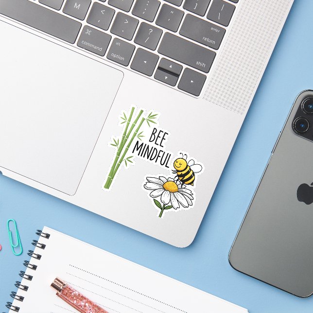 Adesivo Bee Mindful Sticker (Notebook com iPhone)