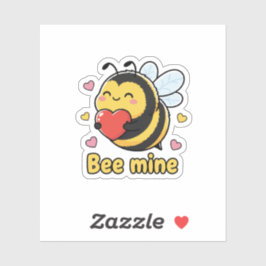 Adesivo Bee Mine Cute Chubby Bumblebee Valentine Pun 