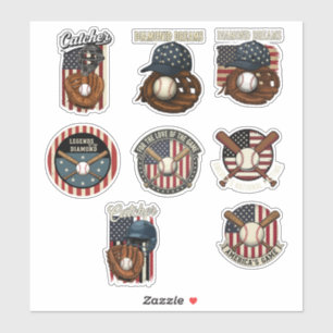 Adesivo Beisebol Americano Vintage Esportes Patrioticos Pa