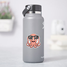 Adesivo Bela animação Octopus Divertida com óculos de sol