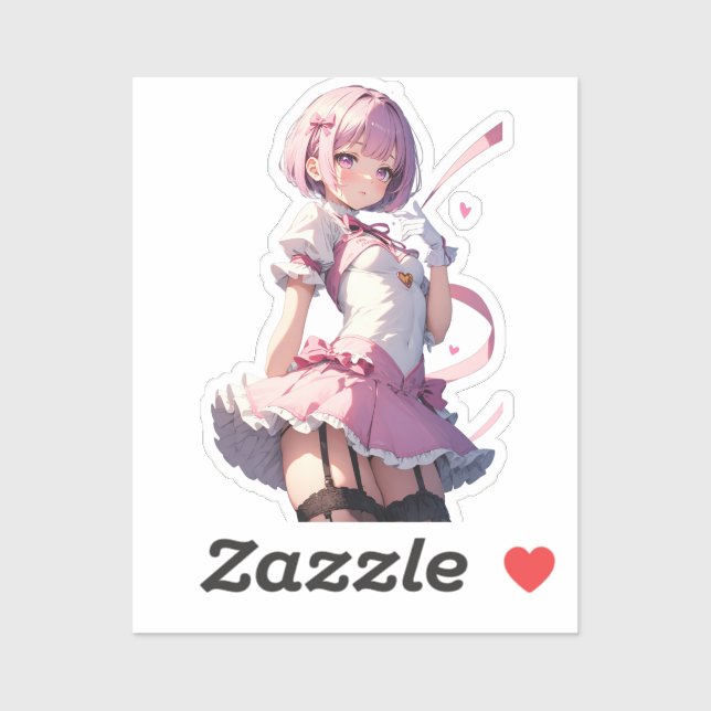 Adesivo Bela Anime Querida De Cabelo Rosa (Folha)