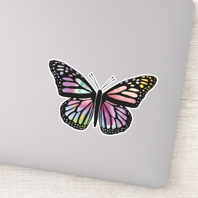 Adesivo Bela Colorida Borboleta de Cores d'Água (Detalhe)
