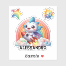 Bela Dragão De Bebê Voando, Autocolante.