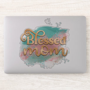 Adesivo Bela Mãe, Rosa Teal e Dourada Tipografia Glitter