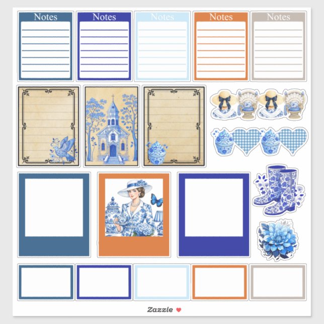Adesivo Beleza Floral Azul e Branco (Folha)