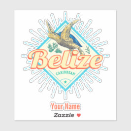 Adesivo Belize Caribe Tartaruga Retroativa Vintage Souveni