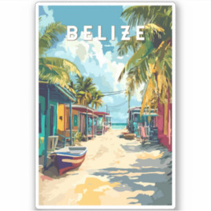 Adesivo Belize Illustration Viagem Art Vintage