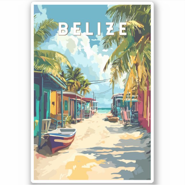 Adesivo Belize Illustration Viagem Art Vintage (Frente)