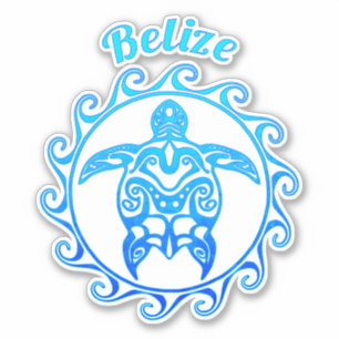 Adesivo Belize, Tartaruga Tribal Azul