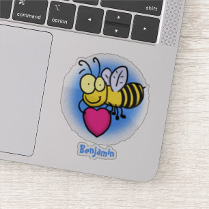 Adesivo Belo abelha engraçada com ilustração cardíaca
