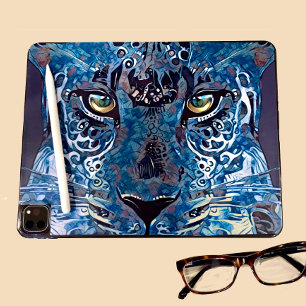Adesivo Belo azul-leopardo, ouro-olhos Tablet iPad