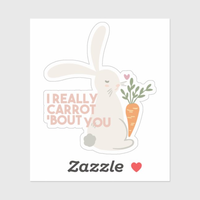 Adesivo Belo Coelho Carrot Pun - Eu Realmente Carrot Sobre (Folha)