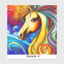 Belo Rainbow Horse Retrato Vinil Decal