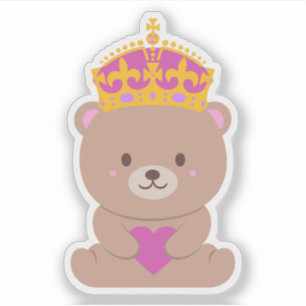 Adesivo Belo Urso da Princesa Real, Rosa-Rosa, Cute Kawaii
