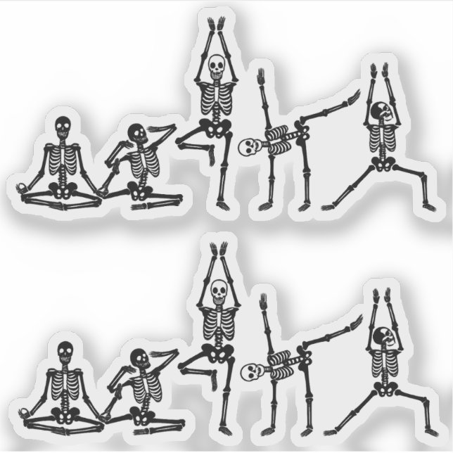 Adesivo Bendy Funny Yoga Skeletons - 2pc Vinyl Statement (Frente)