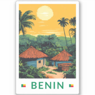 Adesivo Benin Sunset Illustration Viagem Art Vintage