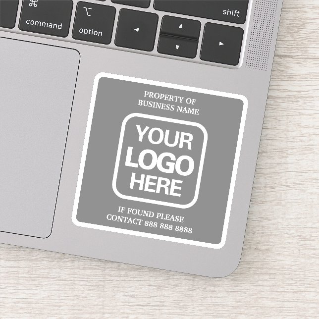 Adesivo Bens Comerciais | Cinza | Logotipo branco (Detalhe)