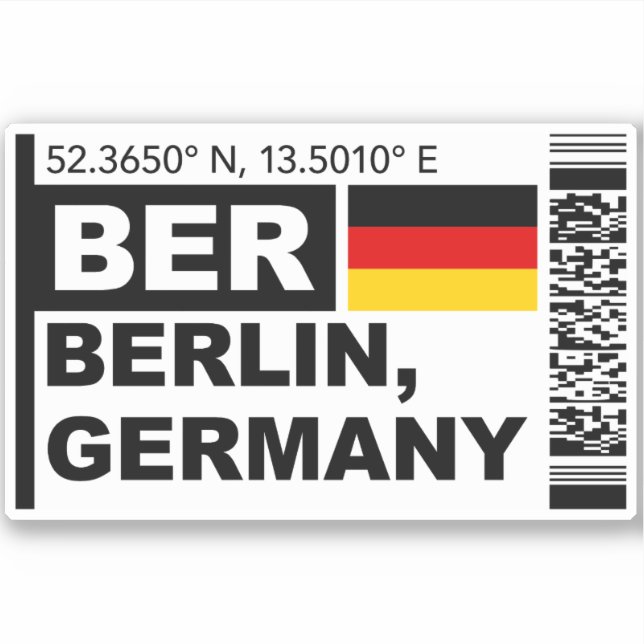 Adesivo BER Berlin Boarding Pass - Germany Travel (Frente)